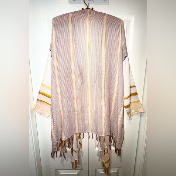 Mes Demoiselles Textured Striped Cardigan w sequin/fringe edge. OS VGUC - Picture 3 of 12